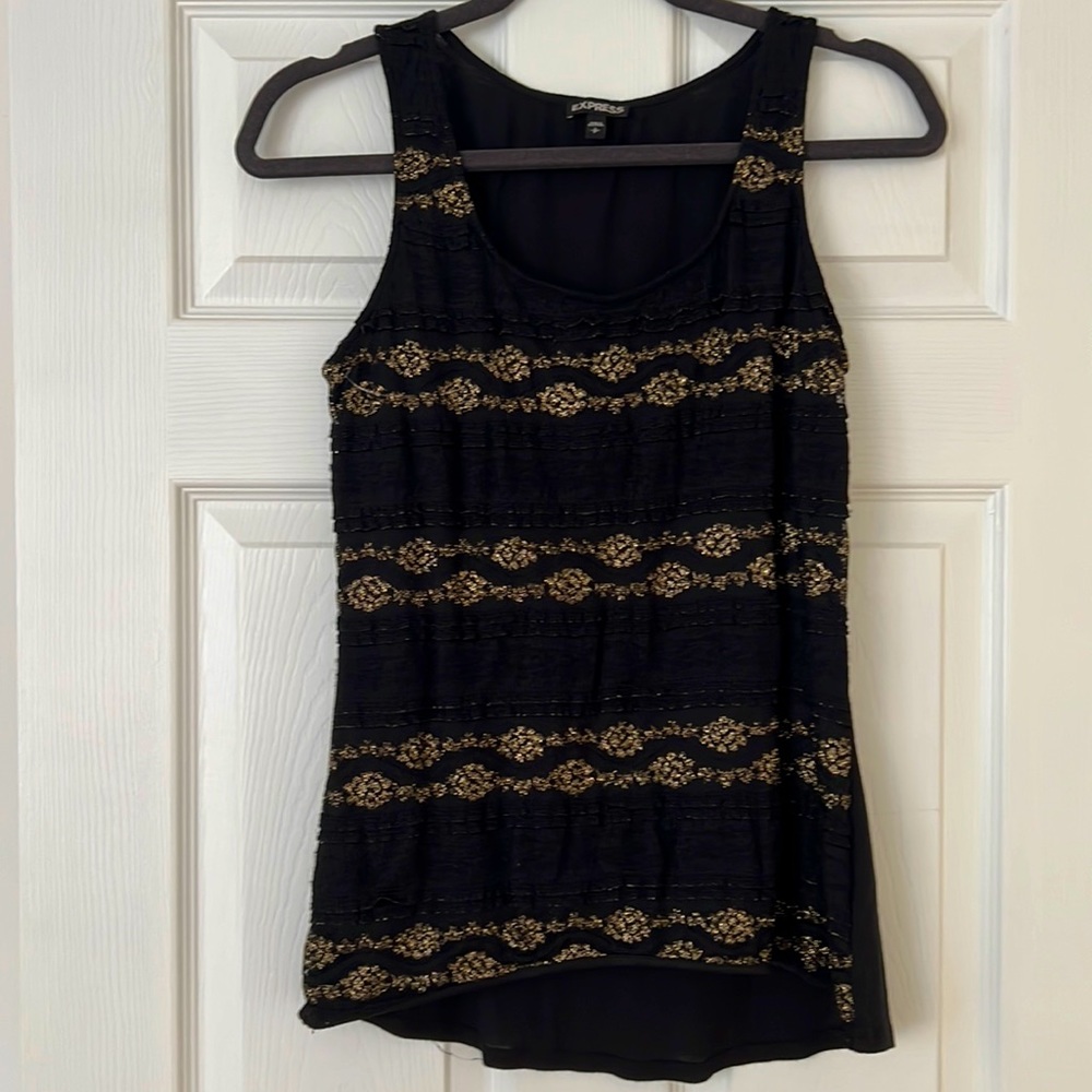 Express Black and Gold Scoop Neck Tank